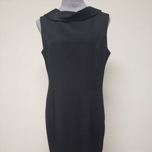 Classic Black Sheath Dress with Long Satin Tie
